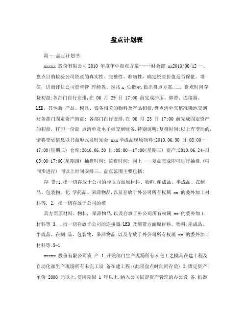 盘点计划表