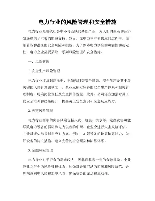 电力行业的风险管理和安全措施