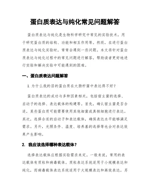 蛋白质表达与纯化常见问题解答