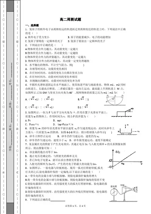 动量守恒、原子物理