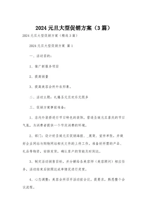 2024元旦大型促销方案(3篇)