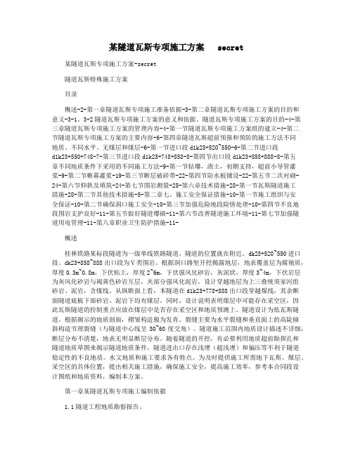 某隧道瓦斯专项施工方案   secret