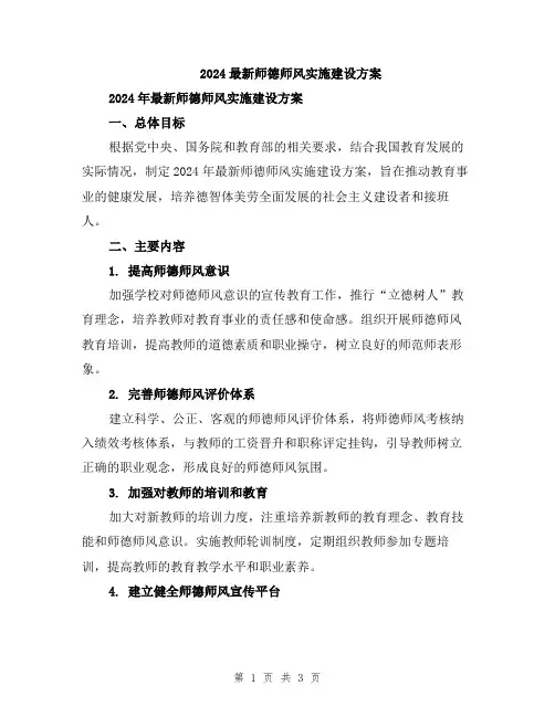 2024最新师德师风实施建设方案