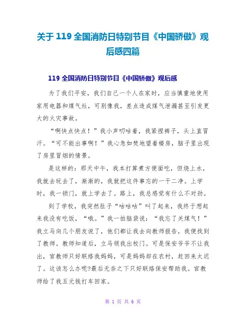 关于119全国消防日特别节目《中国骄傲》观后感四篇