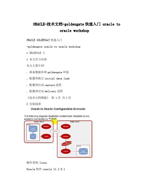ORACLE-技术文档-goldengate快速入门oracletooracleworkshop
