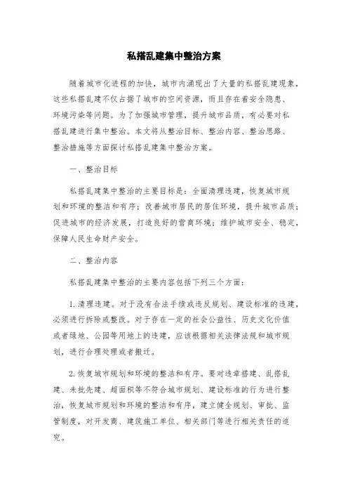 私搭乱建集中整治方案