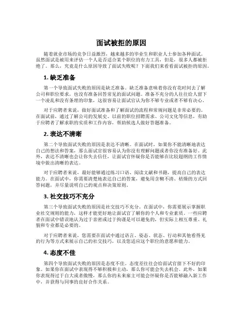 面试被拒的原因