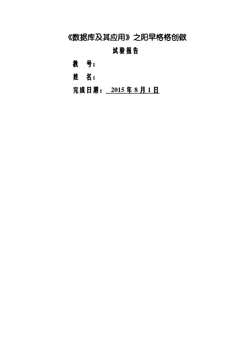 Access实践报告