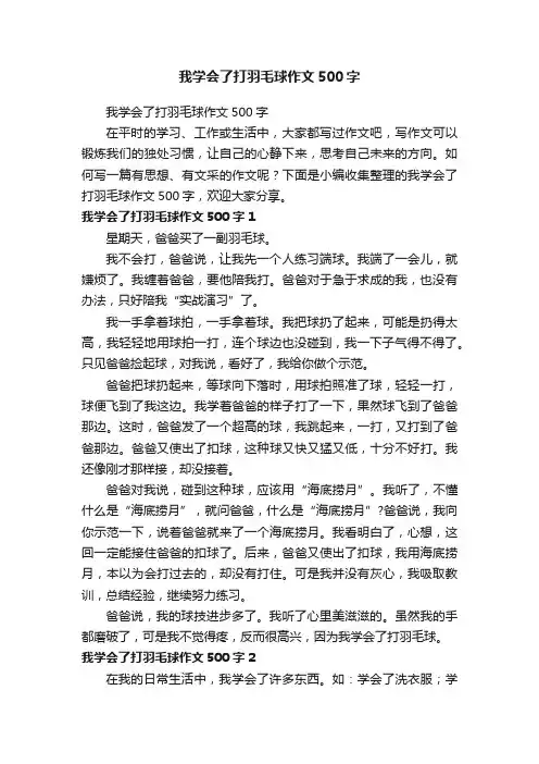我学会了打羽毛球作文500字