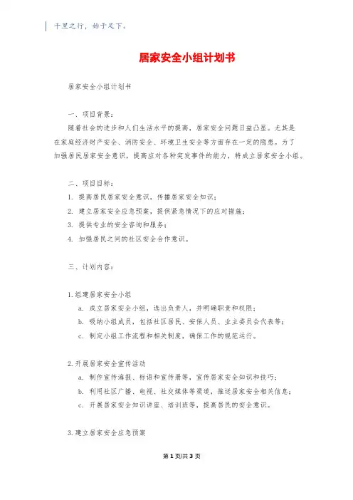 居家安全小组计划书