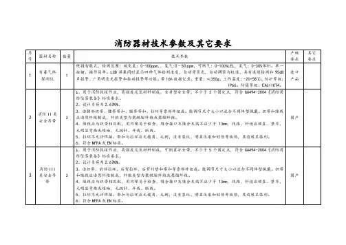 消防器材技术参数及其它要求