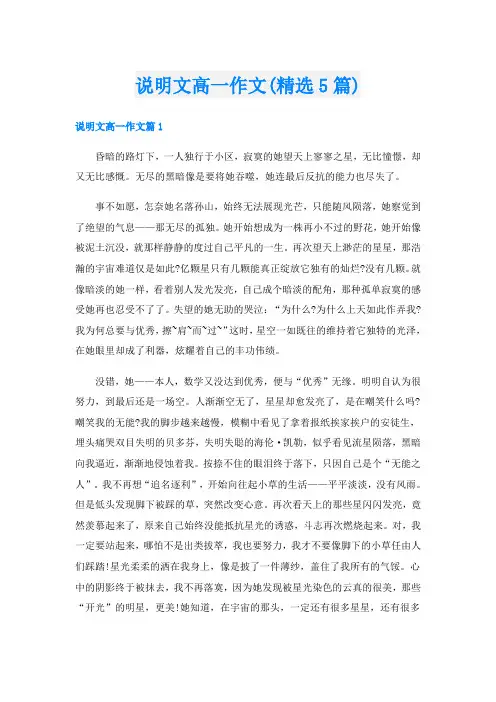 说明文高一作文(精选5篇)