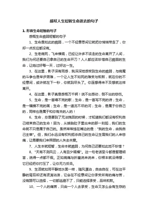 感叹人生短暂生命逝去的句子