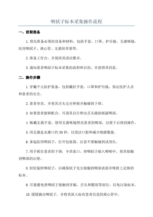 咽拭子标本采集操作流程