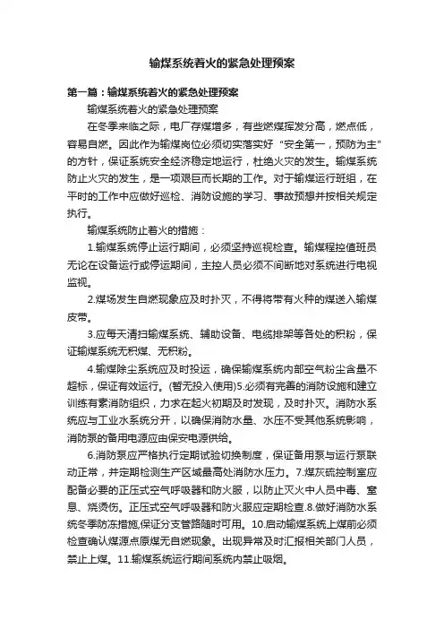 输煤系统着火的紧急处理预案