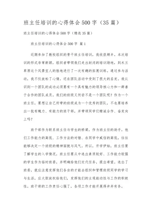 班主任培训的心得体会500字(35篇)