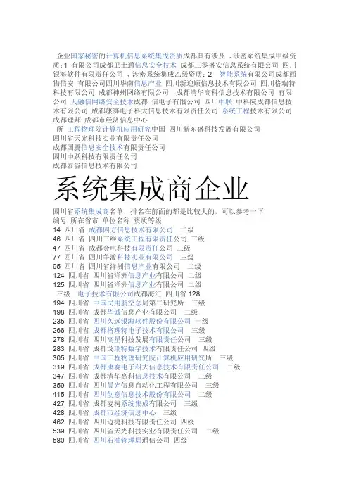 完整word版涉密资质企业