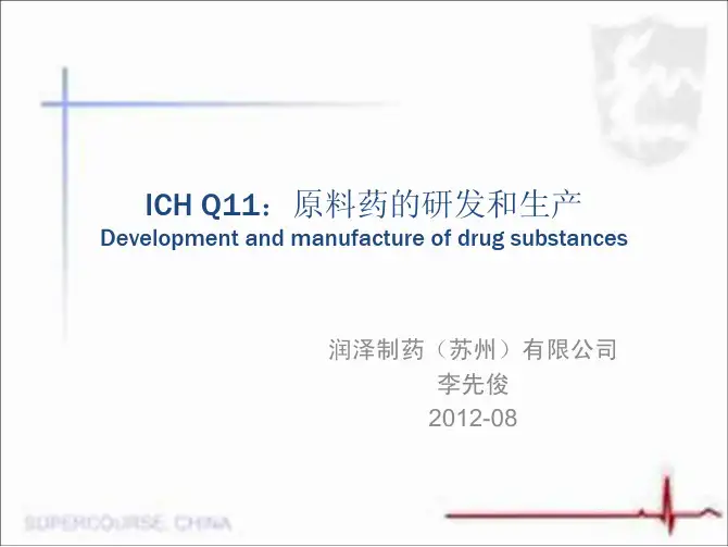 原料药研发与注册技术指导 ICH Q11