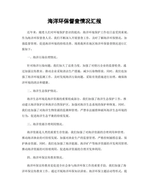 海洋环保督查情况汇报
