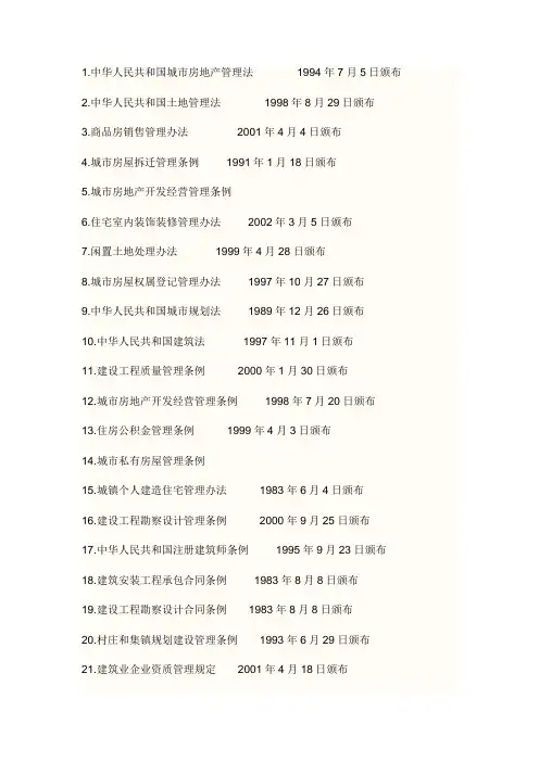 有关房地产方面的法律法规