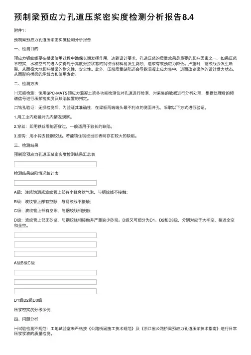 预制梁预应力孔道压浆密实度检测分析报告8.4