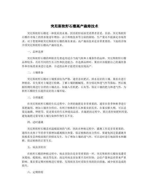 突尼斯软籽石榴高产栽培技术