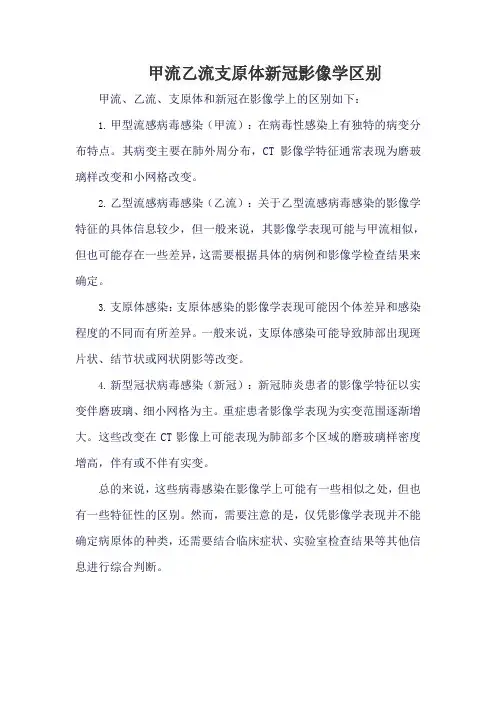 甲流乙流支原体新冠影像学区别