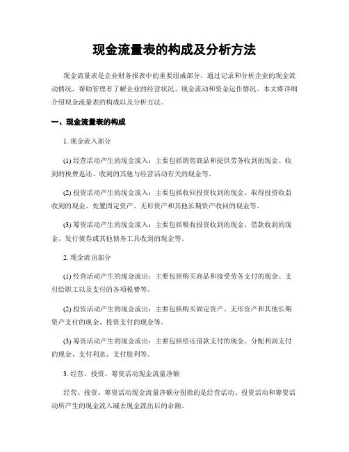 现金流量表的构成及分析方法