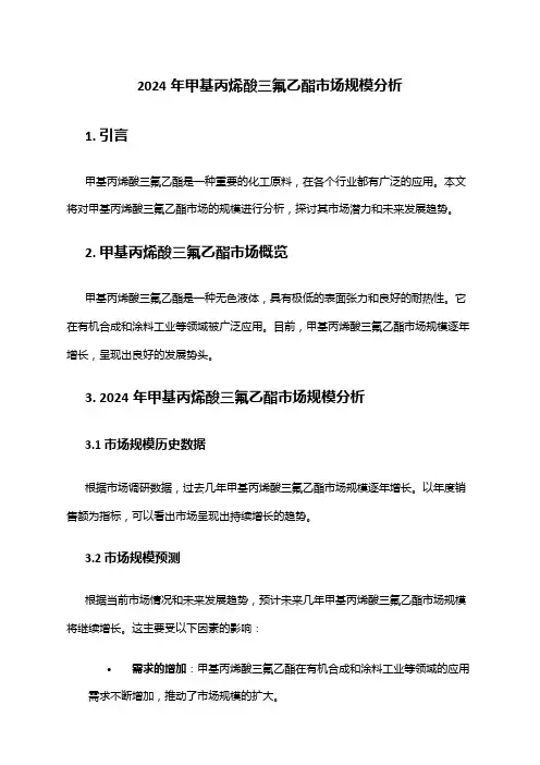 2024年甲基丙烯酸三氟乙酯市场规模分析