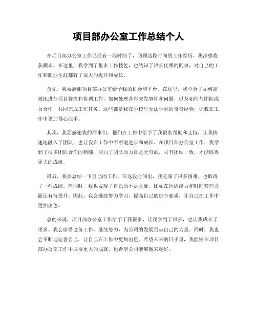 项目部办公室工作总结个人