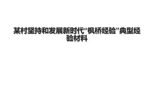 某村坚持和发展新时代“枫桥经验”典型经验材料