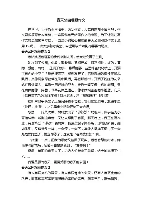 春天公园观景作文（通用12篇）