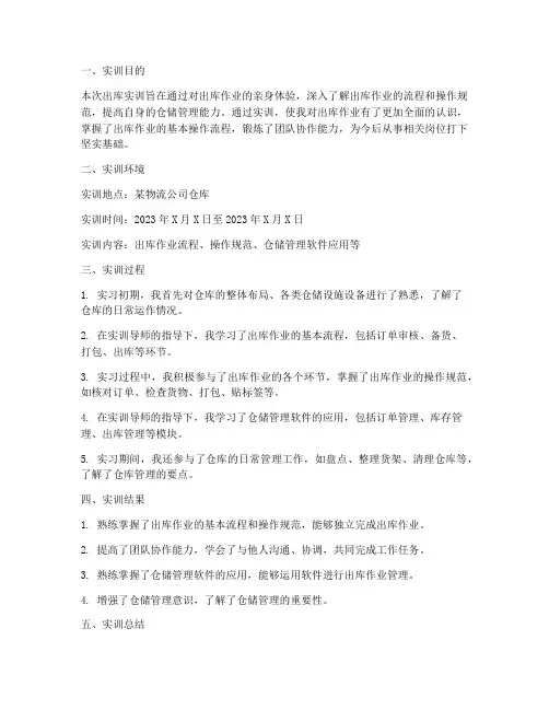 出库实训报告总结