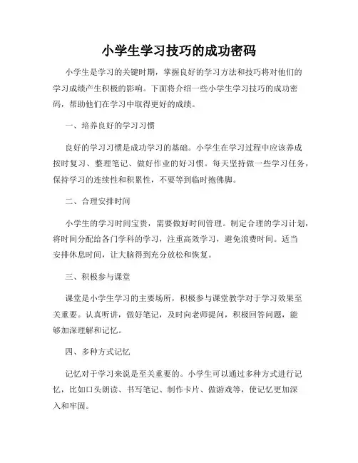 小学生学习技巧的成功密码
