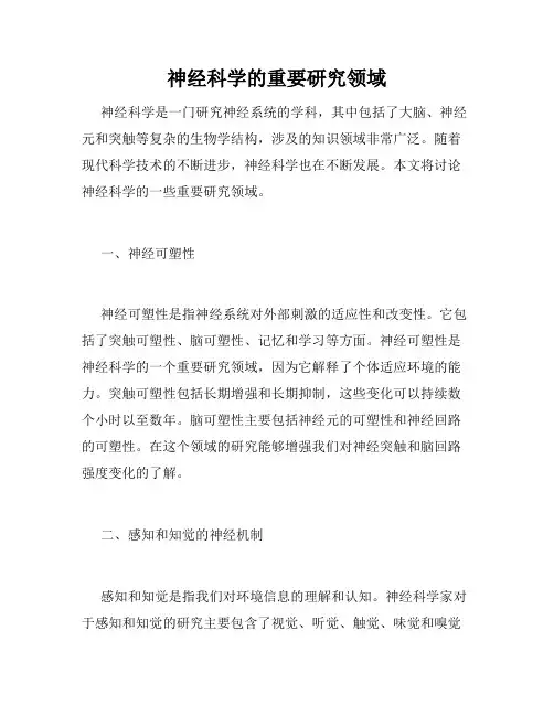 神经科学的重要研究领域