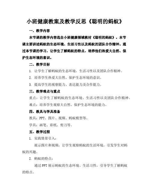 小班健康教案及教学反思《聪明的蚂蚁》