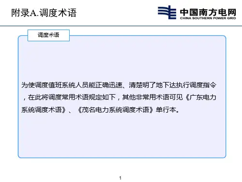 《广东电力系统调度规程》宣贯(术语)