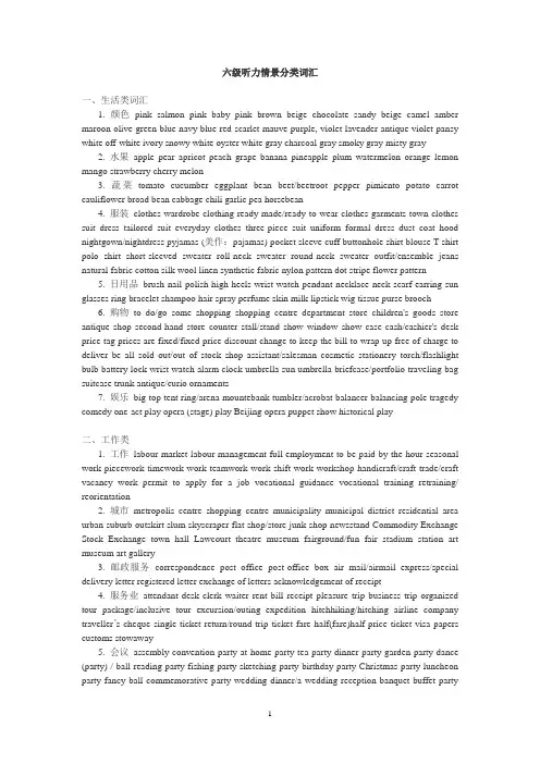 六级听力情景分类词汇