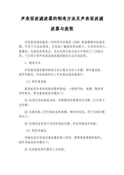 声表面波滤波器的制造方法及声表面波滤波器与流程