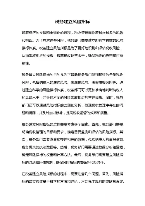 税务建立风险指标