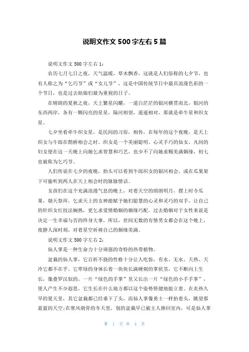 说明文作文500字左右5篇