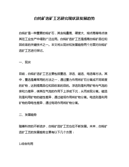 白钨矿选矿工艺研究现状及发展趋势