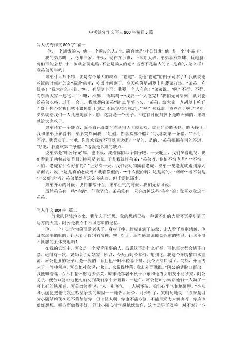中考满分作文写人800字精彩5篇