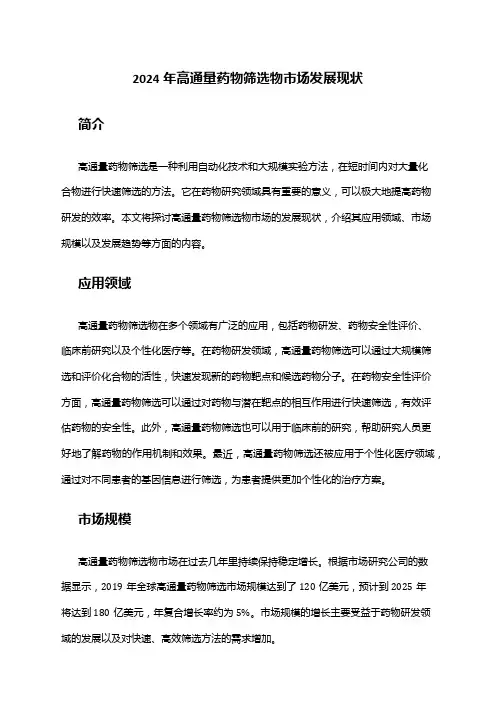 2024年高通量药物筛选物市场发展现状