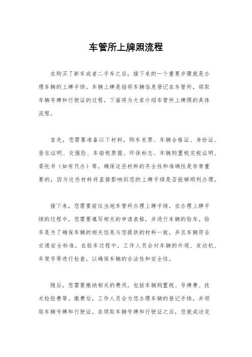车管所上牌照流程