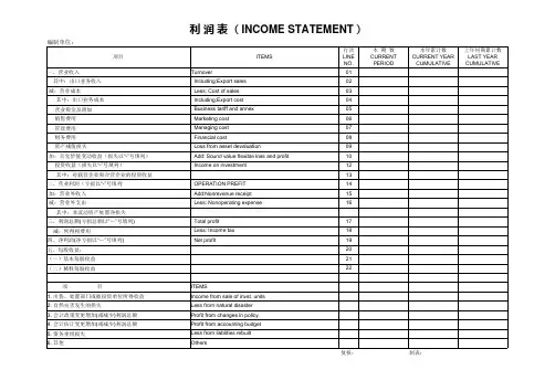 新会计准则下中英文对照财务报表