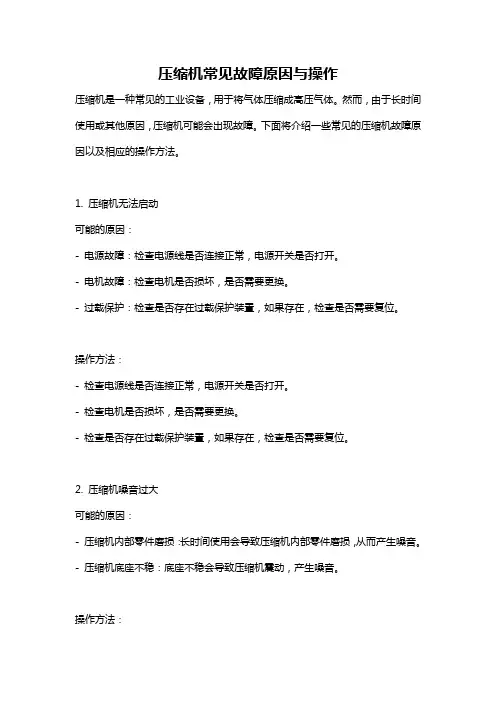 压缩机常见故障原因与操作