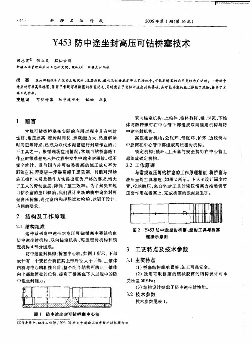 Y453防中途坐封高压可钻桥塞技术
