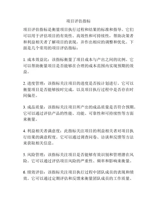 项目评估指标