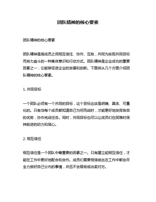 团队精神的核心要素